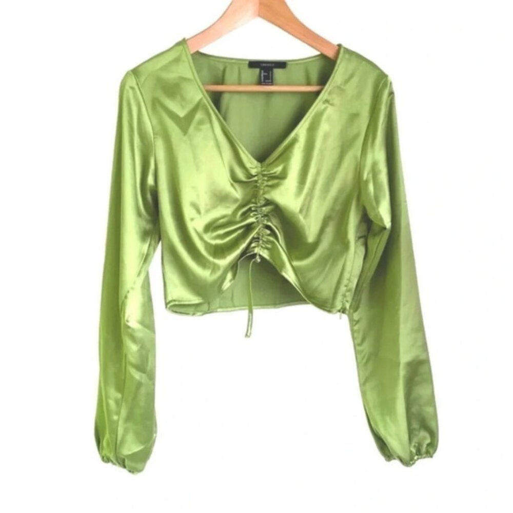Forever 21 Satin Drawstring Crop Top - Picture 4 of 7